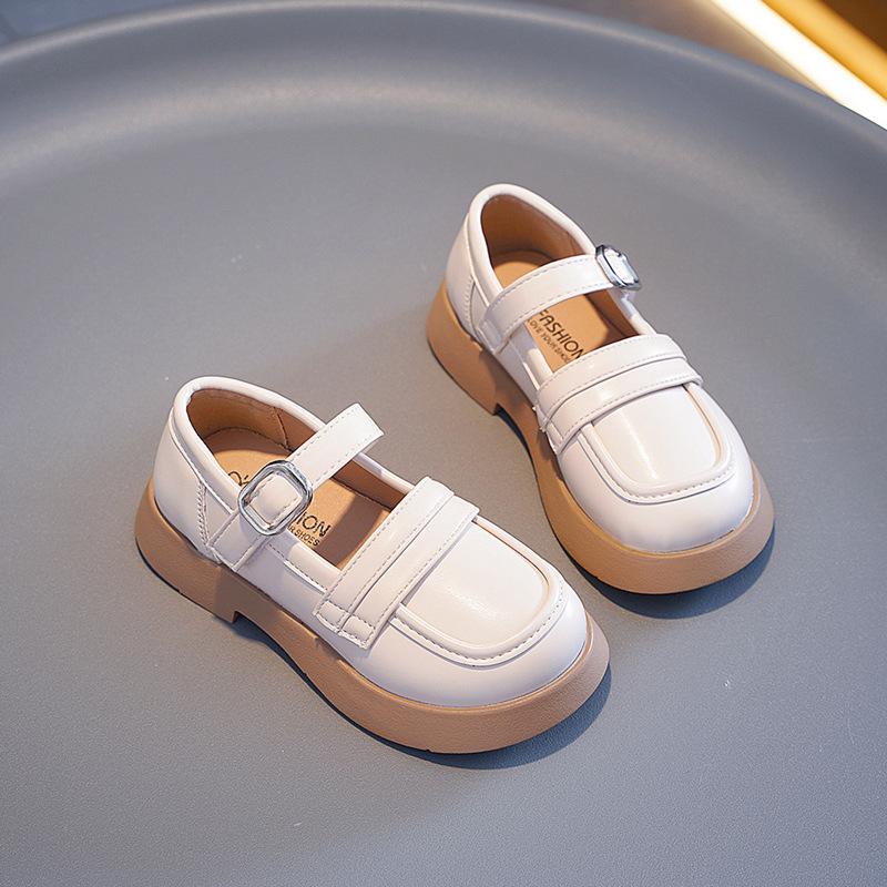 Обувь для девочек из кожи Весна Осень Модные детские туфли на плоской подошве Принцесса Черные однотонные туфли Нескользящие мягкие детские туфли Мэри Джейн Повседневные