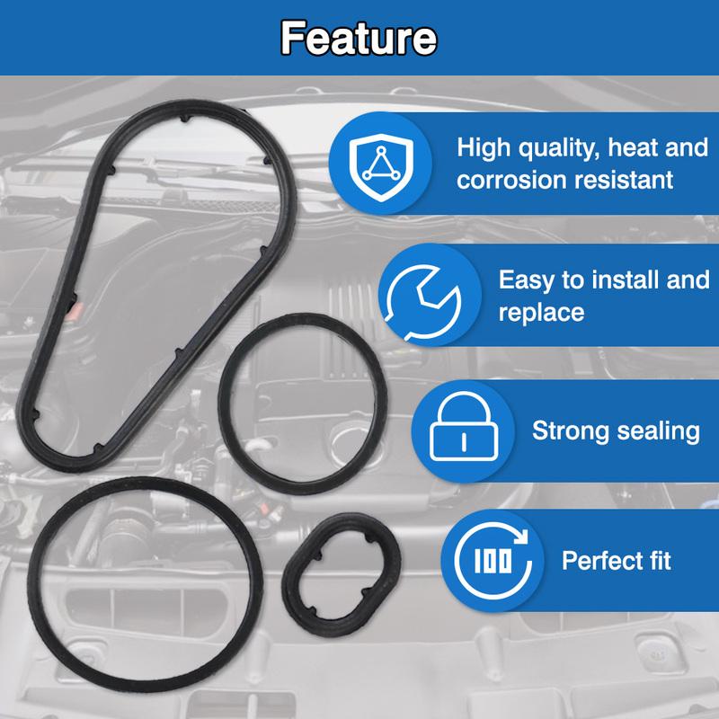 5pcs Car Engine Oil Cooler Gaskets Rubber 2711840280 2711840380 A2711840280 2711801010 For MERCEDES-BENZ C250 SLK200 SLK250