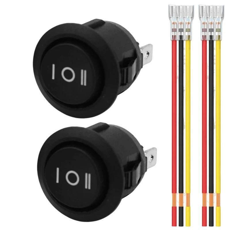 1/2PCS Round Rocker Switch 12V 3 Pin ON Off 10A/125V DC SPDT Circle Toggle Switch with Wires for Auto Marine Boat Switches Switches4