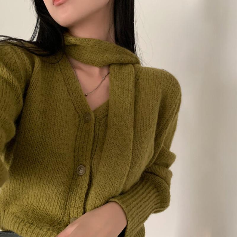 Шикарные зимние новые ретро-вязаные кардиганы с длинным рукавом и V-образным вырезом, женские модные облегающие женские свитера с длинным рукавом, однотонные повседневные короткие свитера 25530