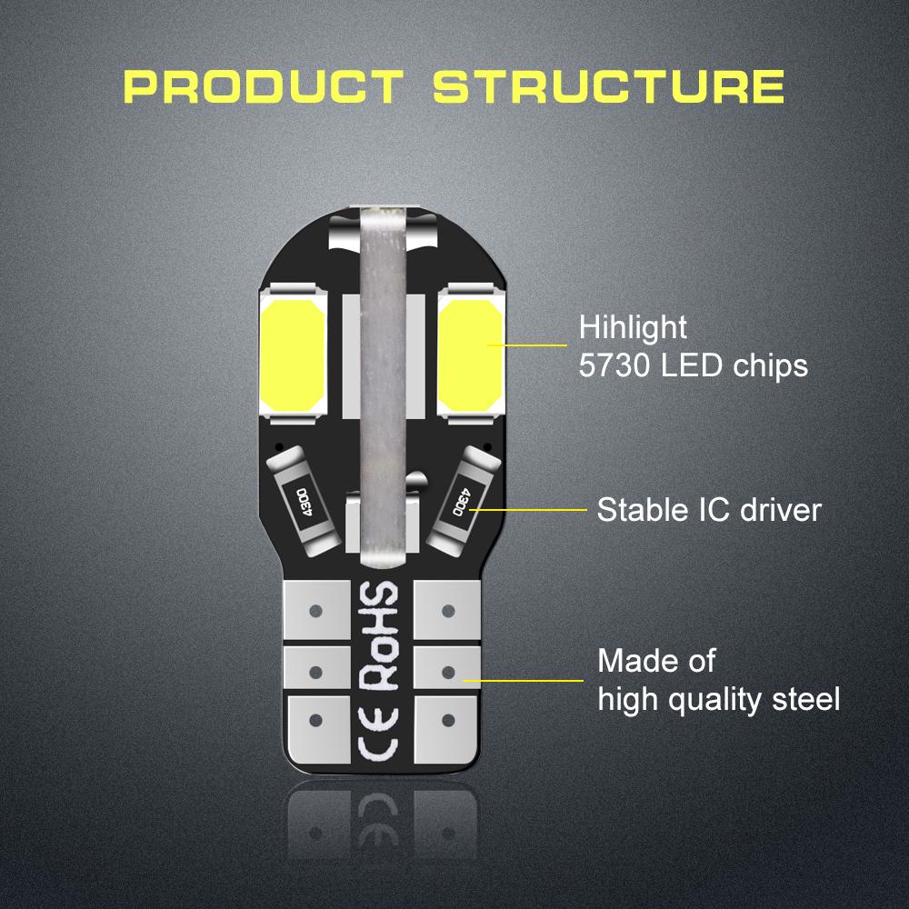 10/20 шт. 5730 8Smd W5W T10 светодиодные лампы для внутреннего освещения автомобиля, автоматический стоп-сигнал, указатель поворота для VW Golf Polo Passat Scirocco Tiguan 6000K, белый