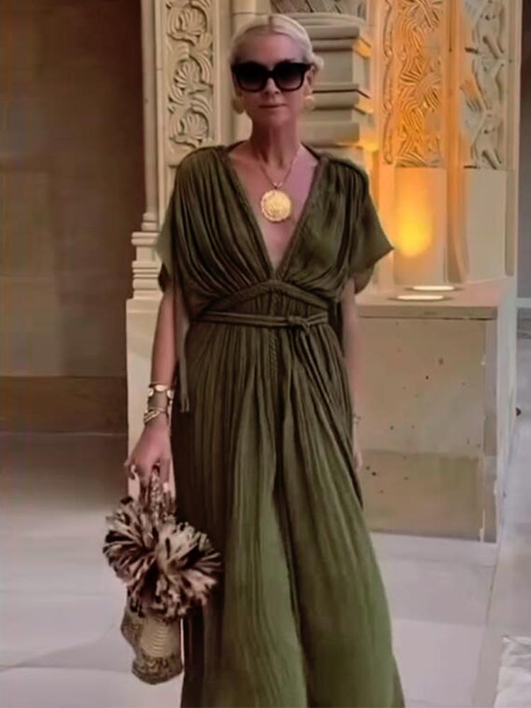 EDOLYNSA Элегантное женское платье знаменитостей с глубоким V-образным вырезом, вязаное плетеное веревочное летнее вечернее платье макси, туника, пляжная одежда, купальник, накидка A2848