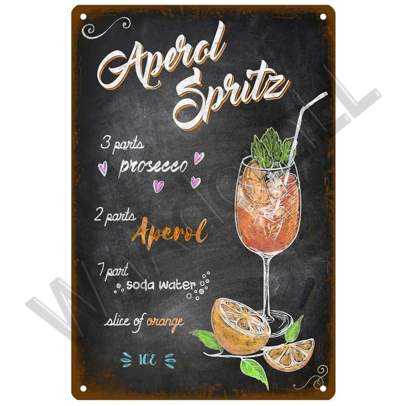Tin Sign Decor Cocktail Metal Sign Plaque Metal Plate Vintage Iron Poster Wall Art Painting For Pub Club Man Cave Bar Decoration