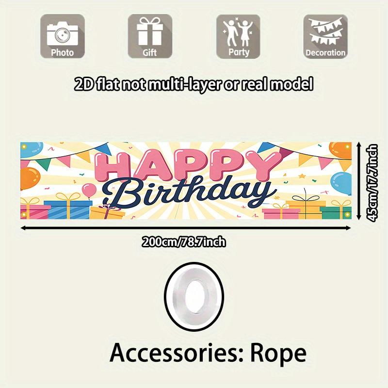 Happy Birthday Courtyard Banner, Polyester Outdoor Yard Sign Fence Decoration