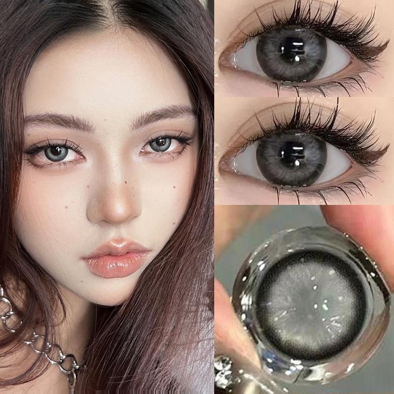 14,5 мм цветные контактные линзы MillCreek для ежегодного использования, натуральный комфорт с раствором коричневого/серого цвета, большие глаза, для студентов, для женщин, аксессуары для макияжа