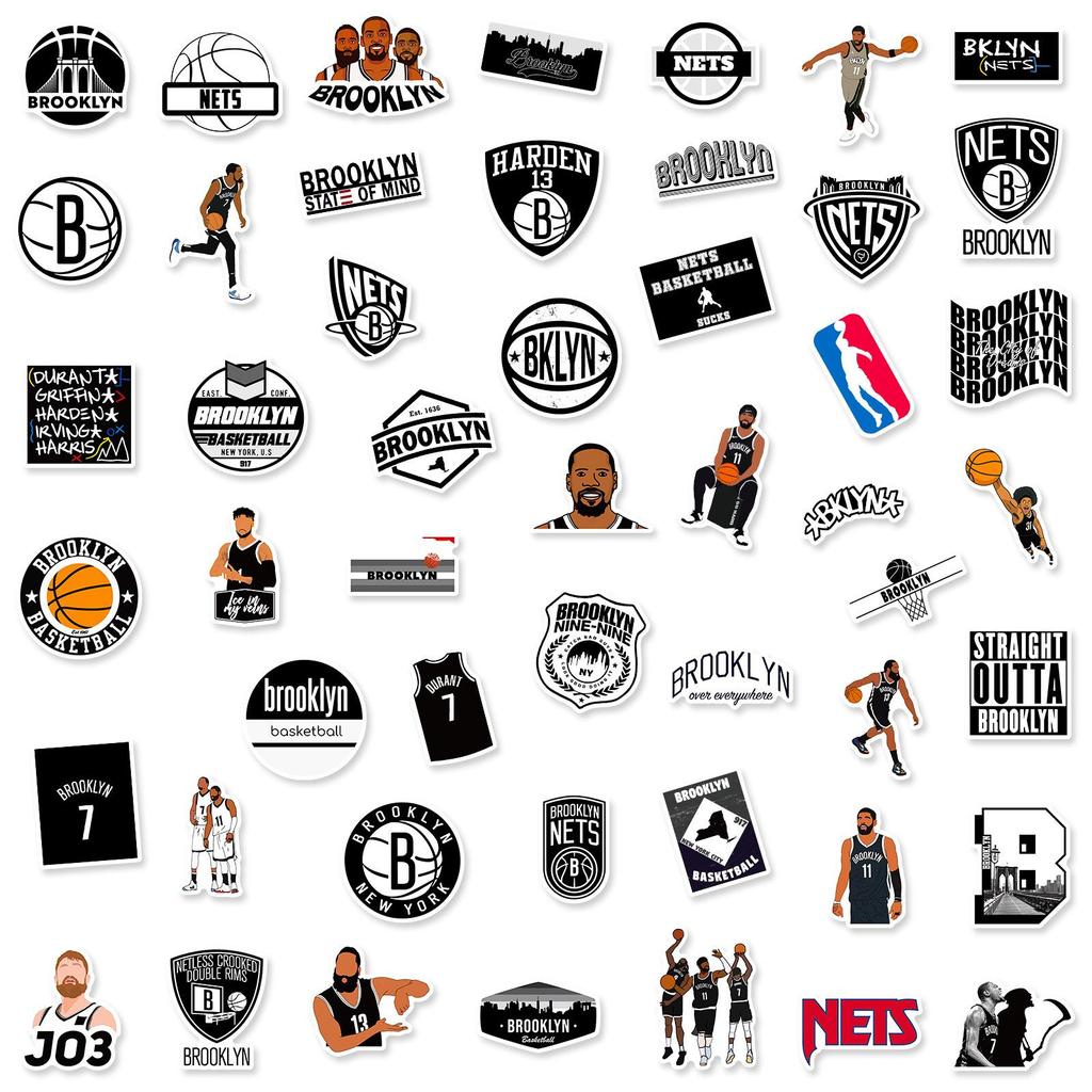 50 шт. наклейки команды Nets, звезды баскетбола, персонажи мультфильмов, коробки для тележек, граффити, наклейки для общежития