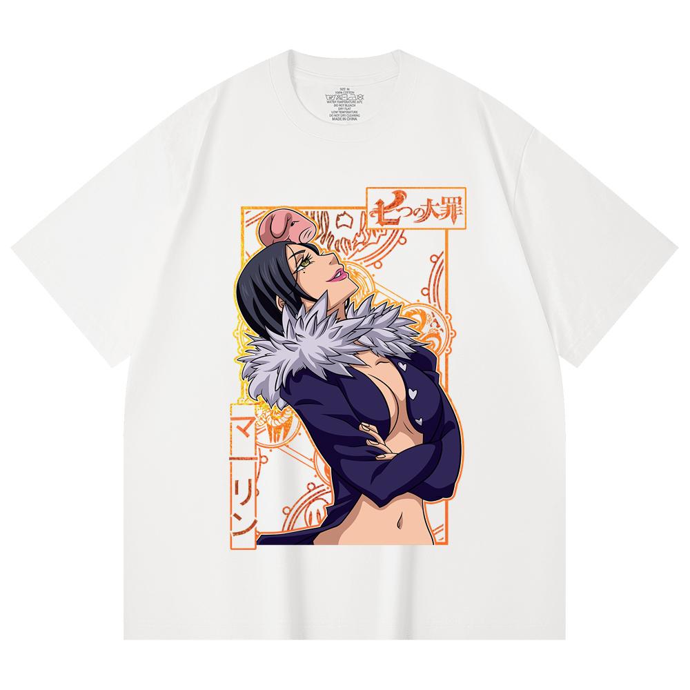 230 Gsm 100% Cotton Seven Deadly Sins V9 Merlin Print Unisex Heavy Cotton T Shirt