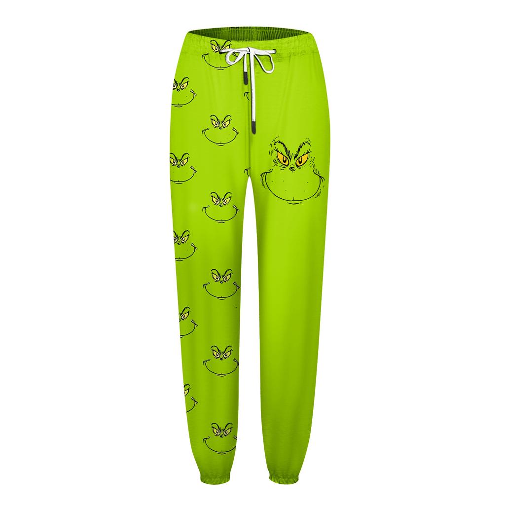 Женские модные рождественские свободные однотонные повседневные спортивные брюки с завязками на талии