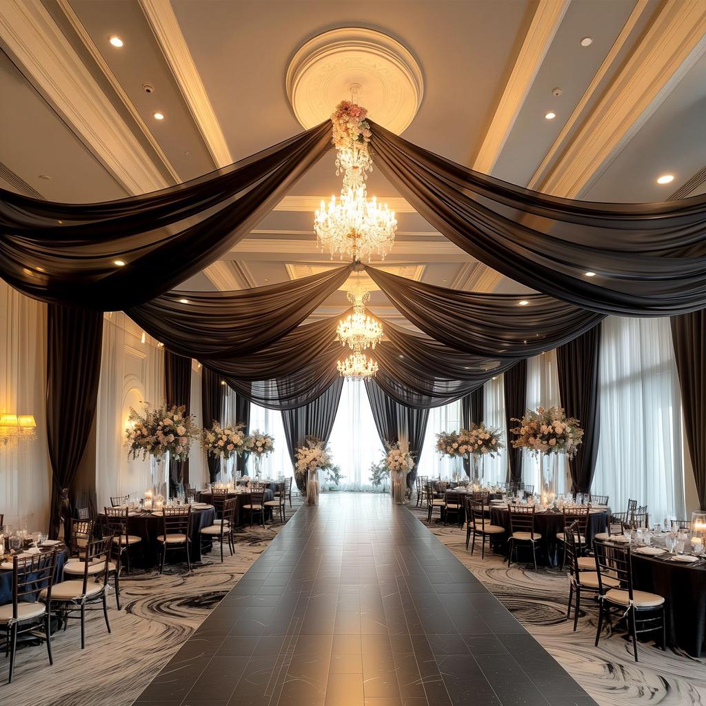 Белые потолочные шторы для арок, шифоновая занавеска для вечеринки, церемонии, сцены, свадьбы, украшения отеля, вуаль