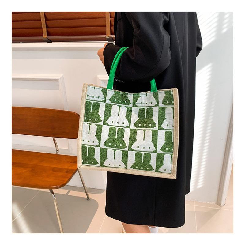 Женская сумка простая чистая льняная модная портативная магнитная пряжка одно плечевая сумка сумка кролик