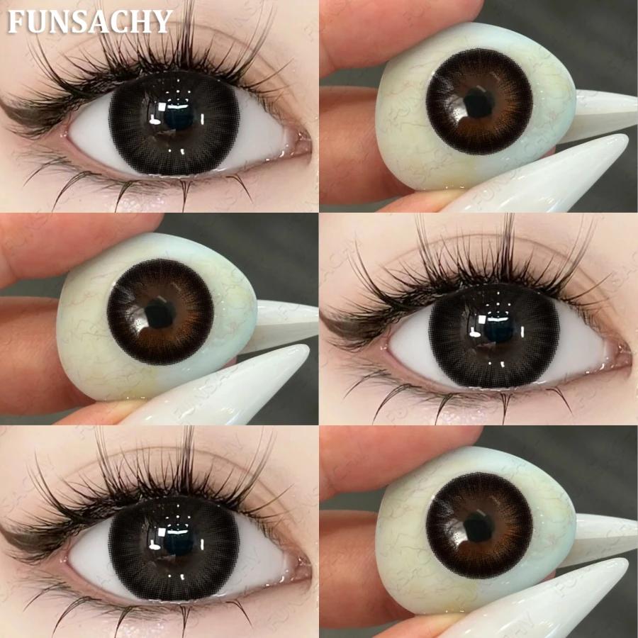 FUNSACHY 1 пара натуральных линз корейского стиля цветные контактные линзы синие линзы коричневые туманные перламутровые цветные линзы высококачественные мягкие линзы