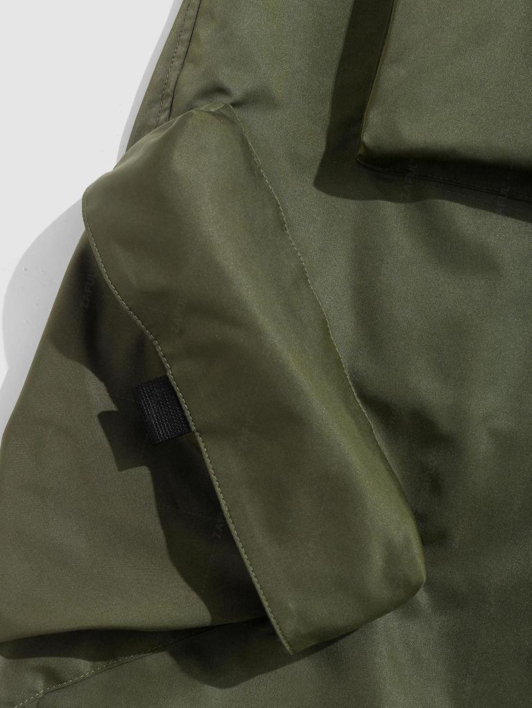 ZAFUL Techwear Buckle Belt Solid Color Windbreaker Cargo Parachute Pants