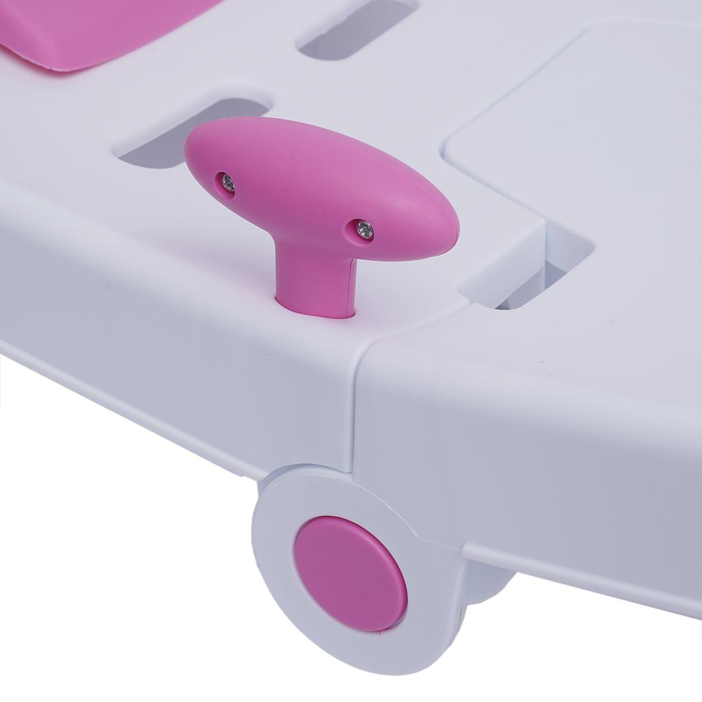 Foldable Kids Shampoo Chair Anti-Slip Bath Chair for Hair Washing, Pink Baby Shampoo Sink Chair with Headrest, Ages 0-10