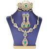 Arabic Bride Jewelry Sets Hollow Flower Women Earring Necklace Bracelet Water Drop Crystal Wedding Necklace