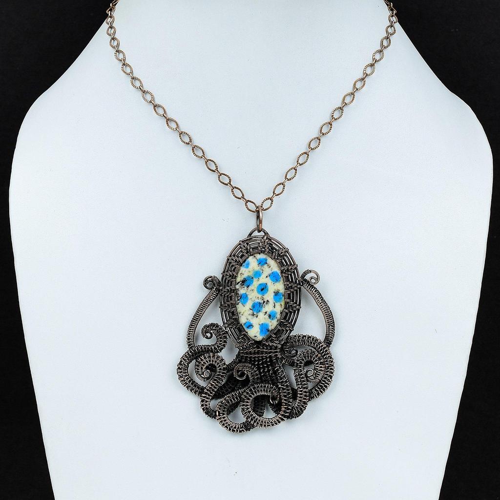 K2 Jasper Gemstone Pendant Copper Wire Wrapped Pendant Handmade Pendant Wonderful Copper Jewelry Octopus Pendant K2 Jasper Jewelry For Gift