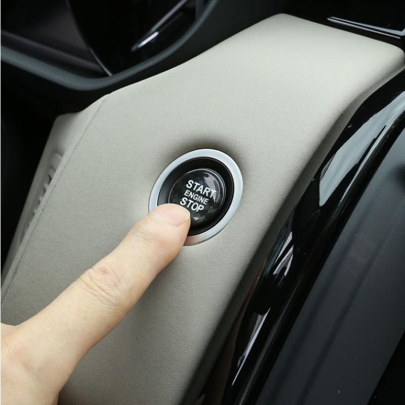 Car Carbon Fiber Engine Start Stop Switch Button Cover For Land Rover Discovery Sport Discovery 5 Range Rover