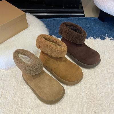 Женские шлепанцы-трансформеры, два способа носки, мягкая эластичная толстая подошва, зимние меховые утепленные сапоги для снега, нескользящие, износостойкие, повседневные спортивные короткие хлопковые сапоги