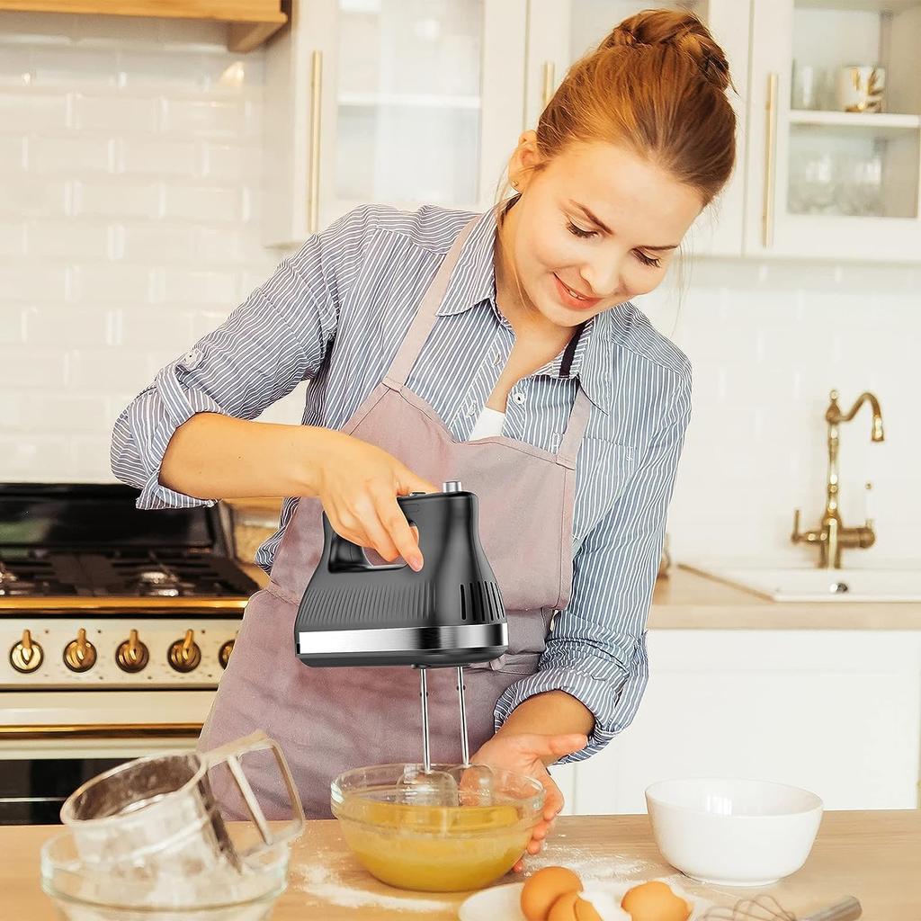 Электрический ручной миксер SEASAND с венчиком, 5 скоростей, функция Boost, футляр для хранения, скорость/турбо (черный)