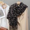Новый ретро шарф с леопардовым принтом женский осенне-зимний имитация кашемира теплый универсальный шарф-шаль с бахромой атмосферный шарф