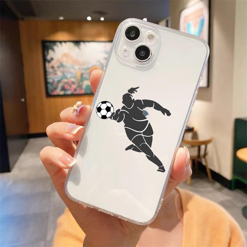 Football Player Soccer Art Clear Phone Case For iPhone 14 13 11 12 Pro Max X XR XS 7 8 Plus SE Soft Silicone Cover Coque Funda