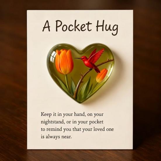 Pocket Hug Hummingbird Mini Pocket Hug Heart Cute Hummingbird Ornament with Encouragement Card Keepsake