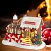 Christmas Village Accessories Decoration Gingerbread Train House Christmas Building Display Light Up Xmas Holiday Home Decor
