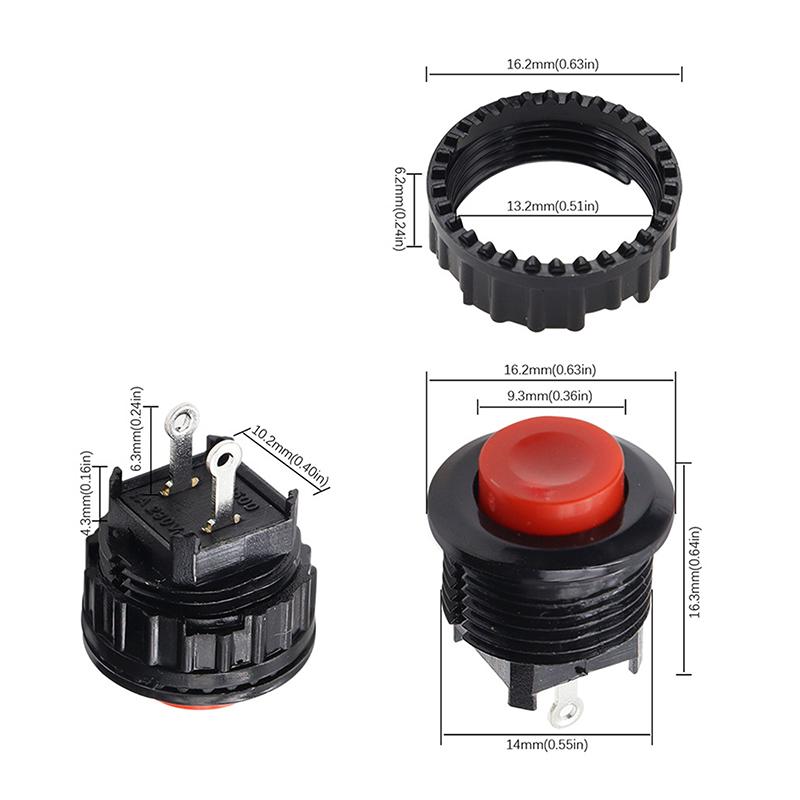 5 шт. Мгновенная кнопочная кнопка 14 мм Мгновенная 3A/250Vac Круглые переключатели 2-контактный переключатель Ds-500 Электрические кнопки