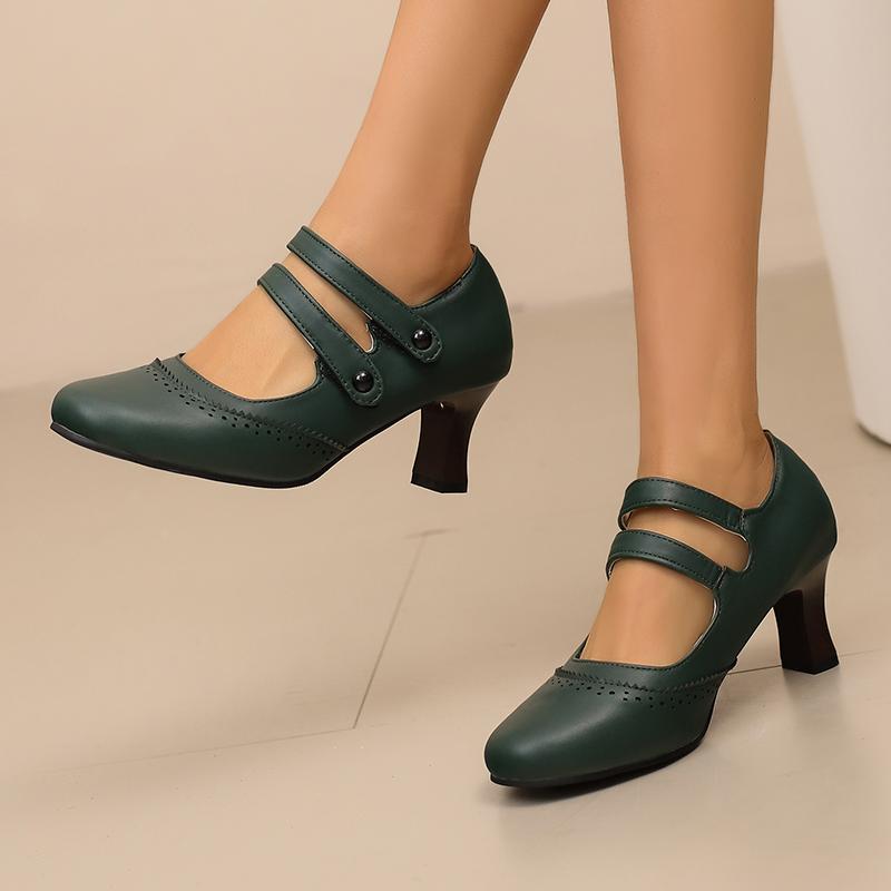 Женские туфли на высоком каблуке, весна-лето, новые, резные, в стиле ретро, легкие, большого размера, низкие туфли