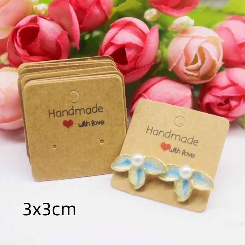 50 шт. белая/крафт-бумага серии HANDMADE многоразмерные открытки, серьги, ожерелья, открытки для украшений