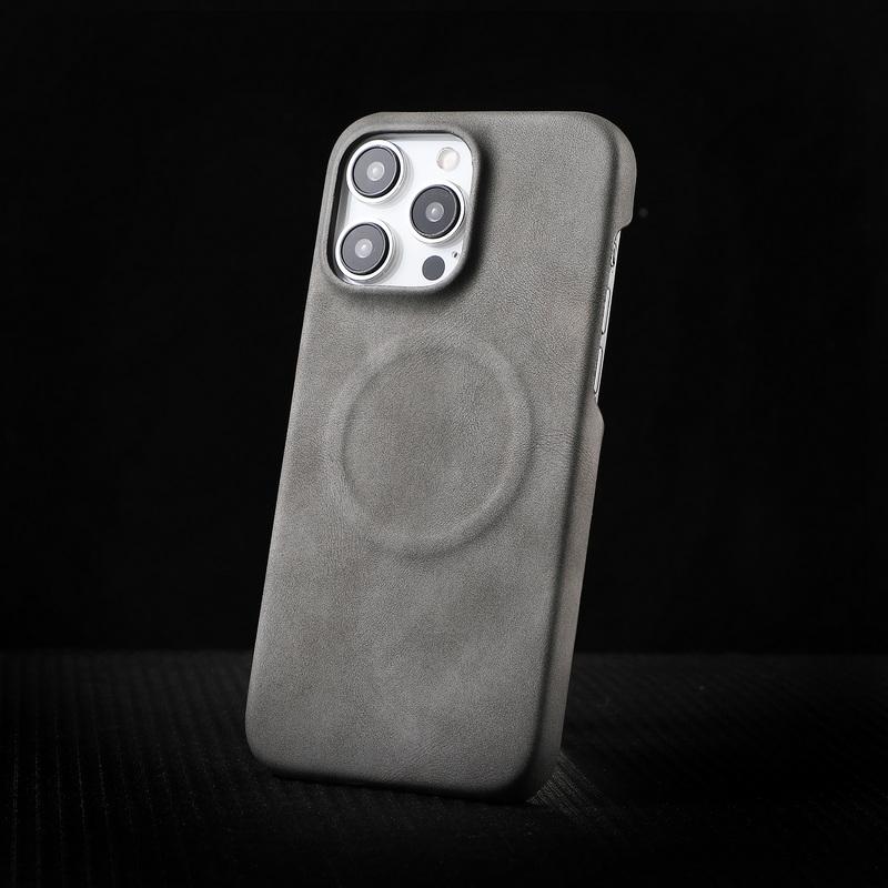 Роскошный однотонный кожаный магнитный чехол для iPhone 15 14 Pro Max 13 12 Pro Samsung S24 S23 Ультра мягкий противоударный чехол для телефона Magsafe