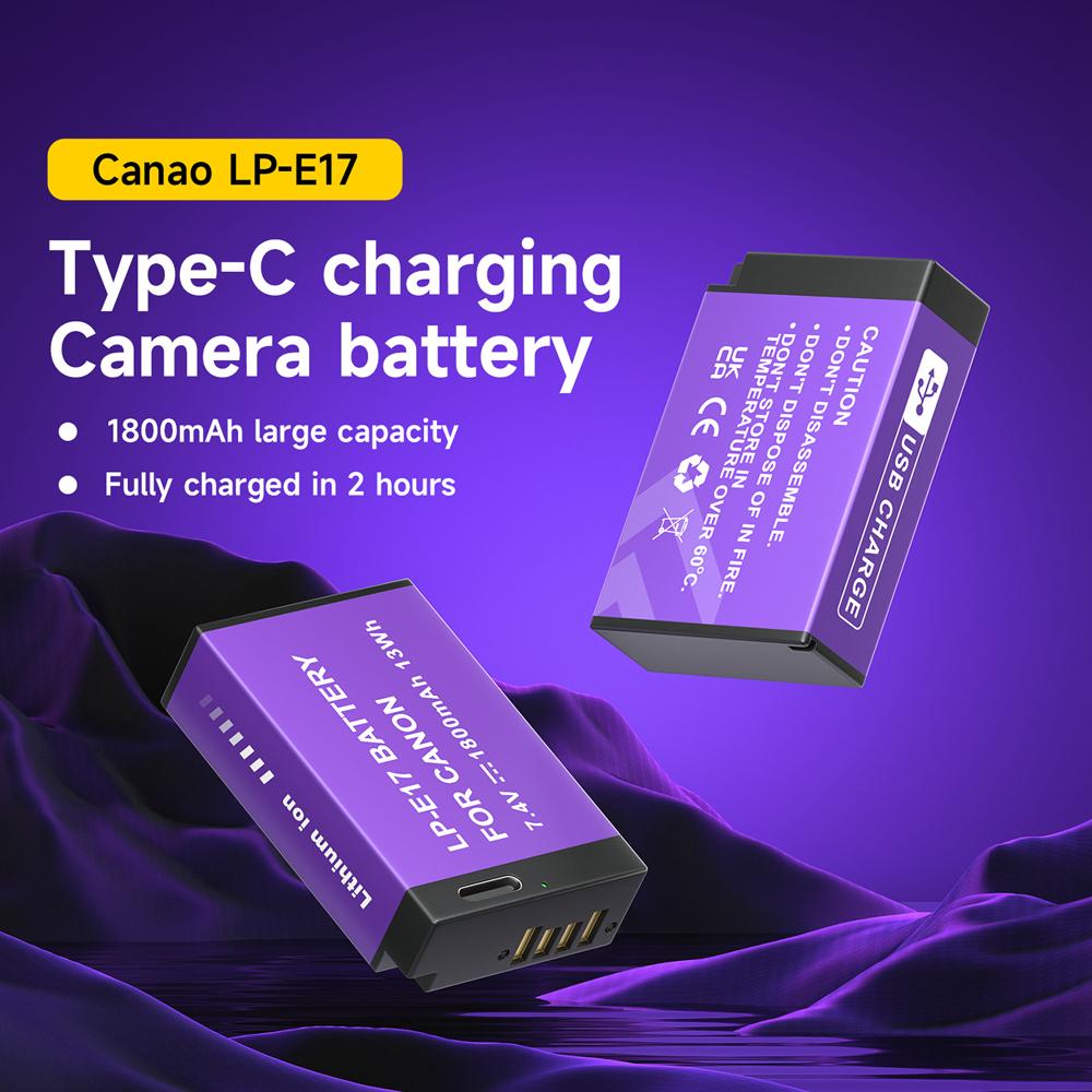 PALO Аккумулятор LPE17 LP E17 LP-E17 емкостью 1800 мАч с входом USB-C для Canon EOS RP 200 250D M3 M5 M6 750D 760D T6i T6s 800D 8000D 77D