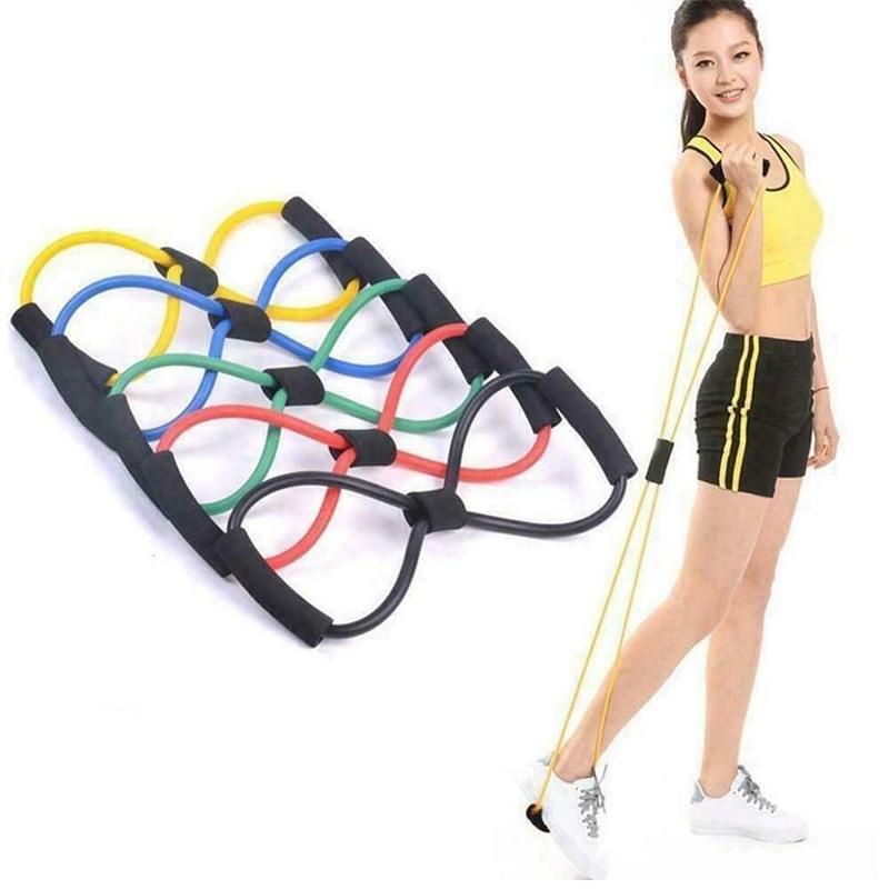 Lightweight And Easy To Store 8-shape Resistance Band With Comfortable Foam Grips
