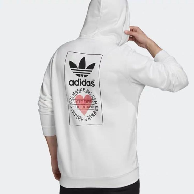 Adidas Толстовка Originals Valentines Series с принтом логотипа на спине, мужские топы, белый GK7163