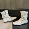 Flats Women Snow Ankle Boots Bow Designer Chelsea Botas Winter New Fashion Retro Shoes 2024 Trend Gladiator Goth Botas De Mujer