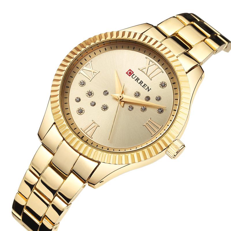 CURREN Новые модные женские часы, лучший бренд, роскошные женские наручные часы для девушек, браслет из розового золота и нержавеющей стали, женские часы в подарок