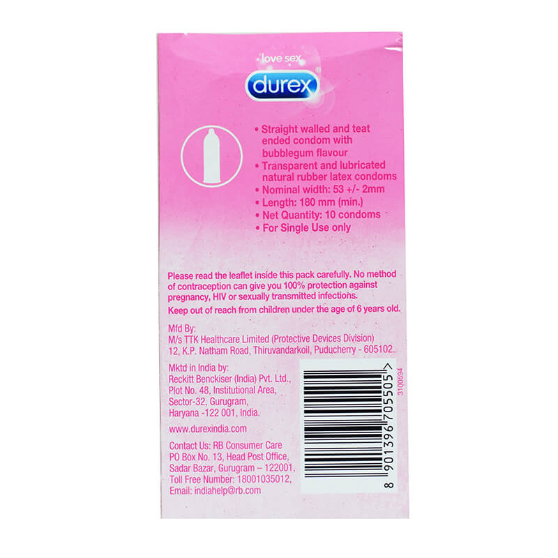 Презервативы «Жвачка» (10 шт), Condoms Bubblegum,  Durex