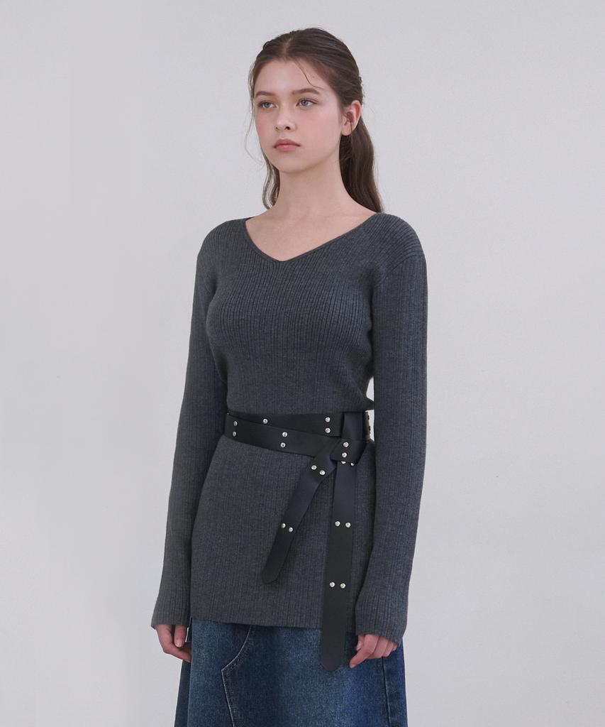 MICANE Grady V-Neck Knit-Belt Set