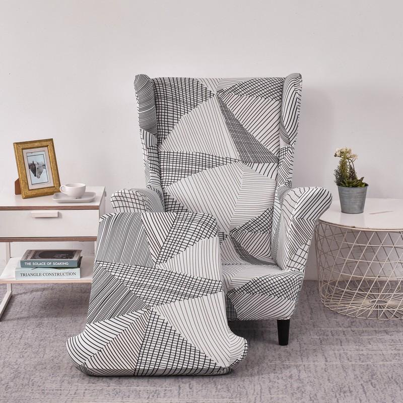 Чехлы для стульев с крыльями, 2 шт./компл., эластичный чехол для дивана, чехол для кресла с принтом, защитный чехол для мебели, мягкий диван с эластичным дном