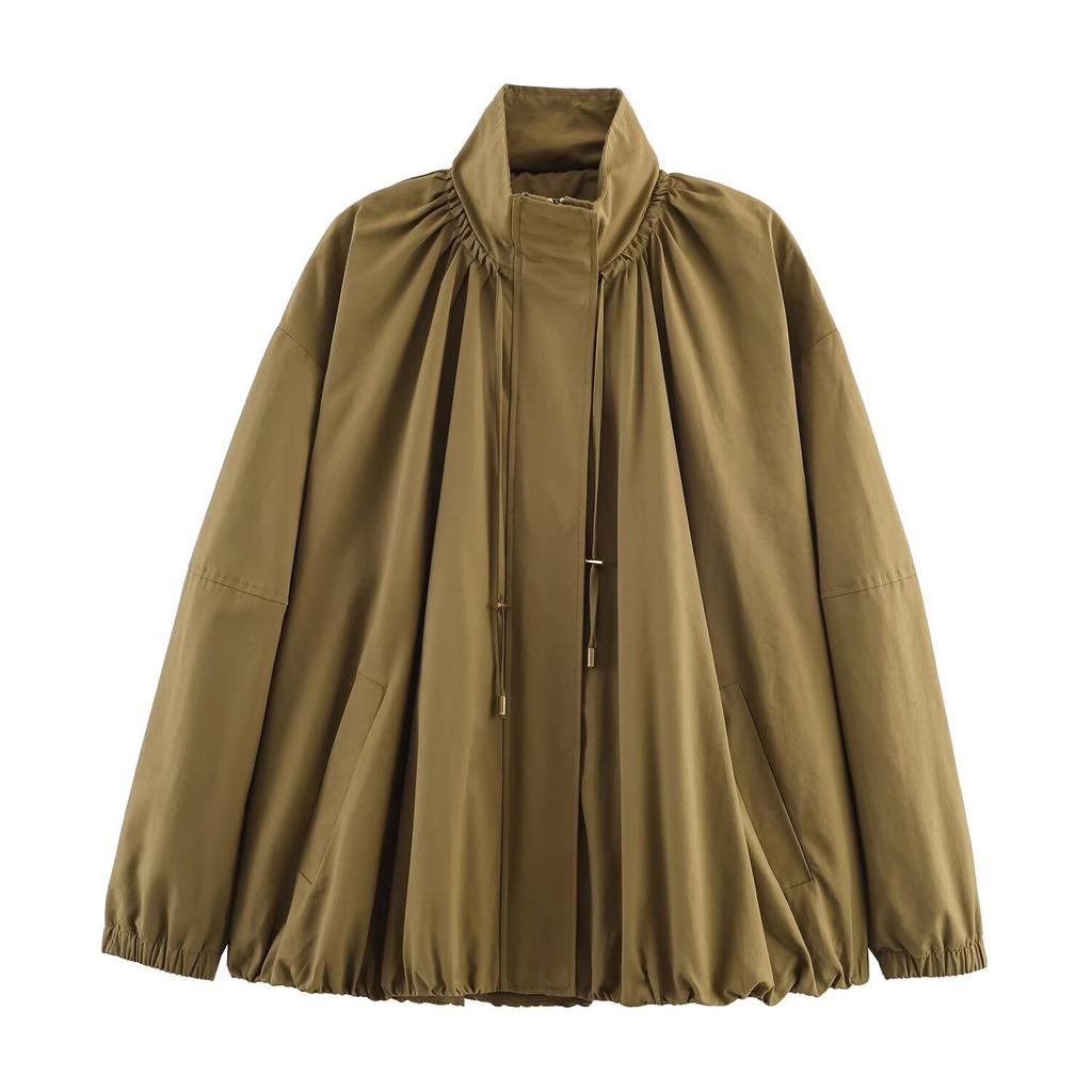 Женская куртка из искусственной замши на пуговицах, оверсайз, со сборкой по подолу, короткой длины, повседневная винтажная верхняя одежда с карманами