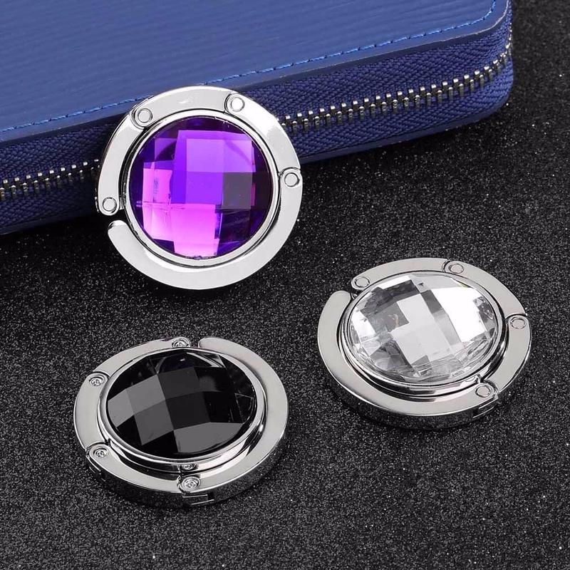 1Pcs Portable Women Purse Folding Rhinestone Crystal Alloy Handbag Bag Hanger Hook Holder