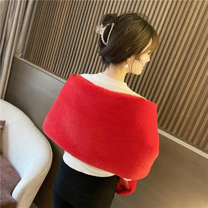 Элегантный накидка-шаль из лисьего меха на одно плечо – Осенне-зимняя свадебная вечерняя одежда для свадеб и банкетов