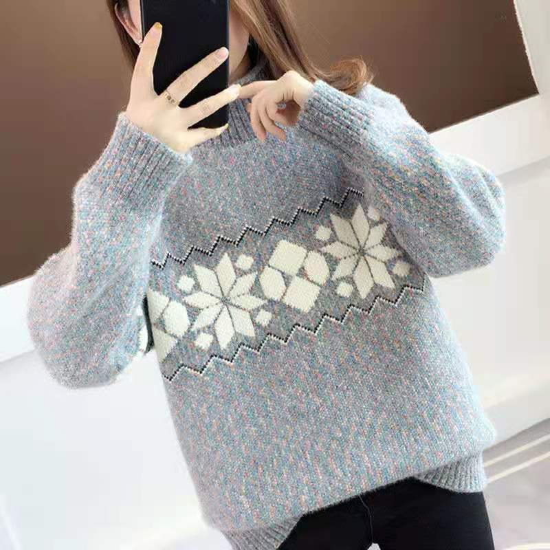 Пуловер, свободный свитер женский, популярный стиль 2022, женская водолазка с длинными рукавами, осенне-зимний свитер, пуловер