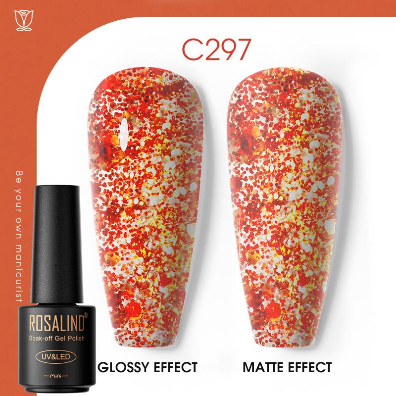 ROSALIND Лазерный верхний слой гель-лака для ногтей Яркий полуперманентный отмачиваемый УФ-лак для ногтей Многоцветный гель-лак Гибридный для дизайна ногтей Светодиодная/УФ-лампа