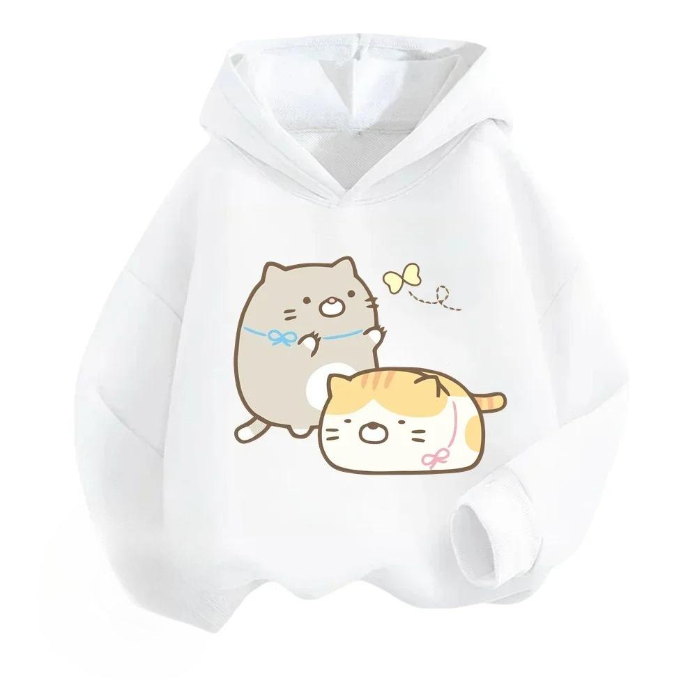 Милые мультяшные кошки Модные детские толстовки с капюшоном Мальчик Девочка Осень Зима Повседневная уличная одежда Свободная Теплая Спортивная одежда