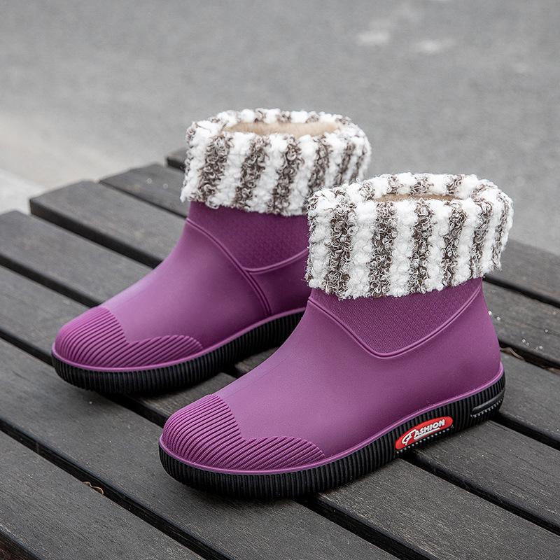 Женские резиновые сапоги нескользящие водонепроницаемые короткие водные туфли модные низкие резиновые сапоги женская одежда износостойкие универсальные короткие сапоги