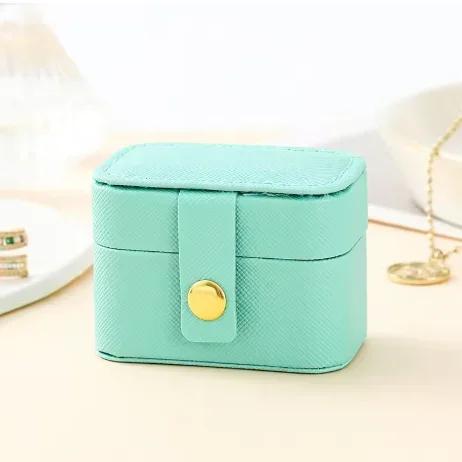 Mini Portable Small Jewelry Storage Bag Travel Simple Leather Ring Necklace Earrings Storage Box Organizer Display Gift Box