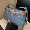 Retro Patchwork Denim Bags for Women Small Square Bag Simple Blue Shoulder Bags Fashionable Korean Niche Female New