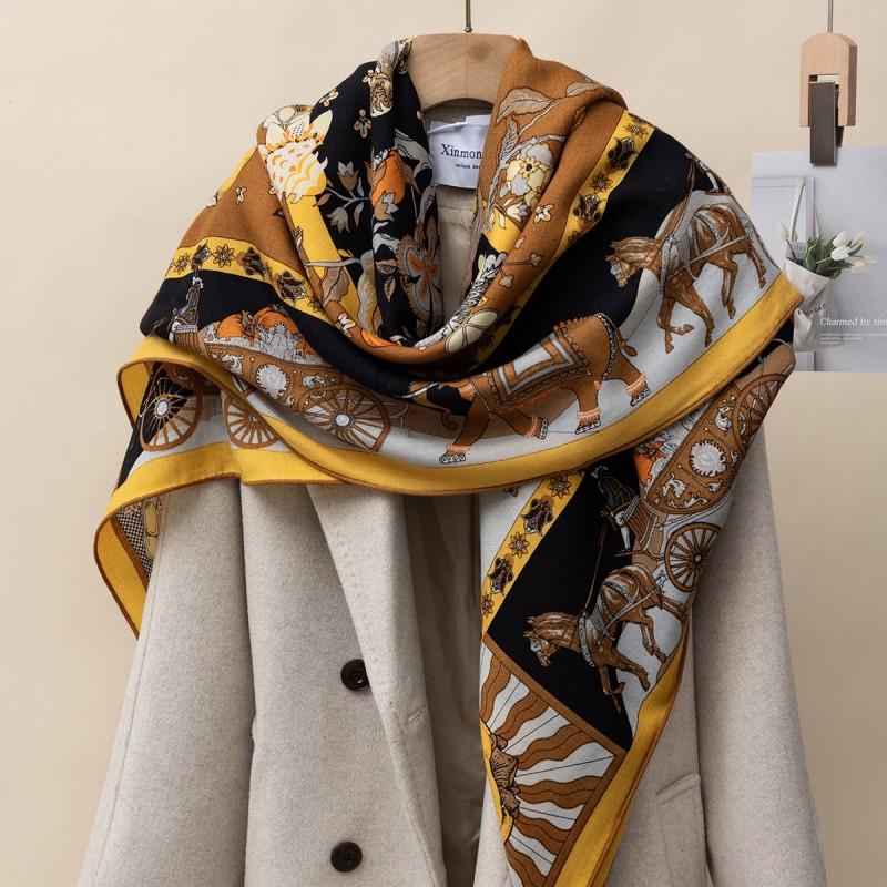 Womens Silk Cashmere Wool Scarf Winter Warm Square Shawl Fashion Luxury