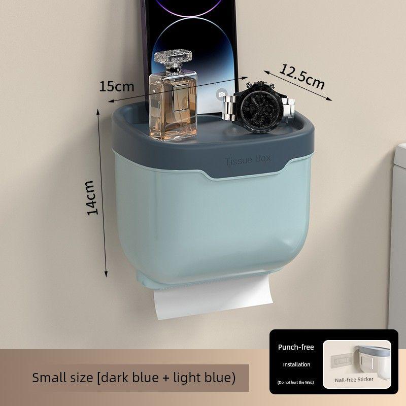 Punch-Free Toilet Tissue Box Toilet Waterproof Towel Rack Storage Rack Paper Extraction Box Wall Hanging Chart Drum