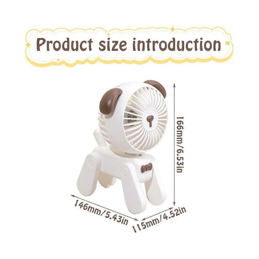 Portable Handheld Fan, Mini Dog USB Fan, Rechargeable Fan with 3 Speeds, Adjustable Wind Power, Small Electric Fan